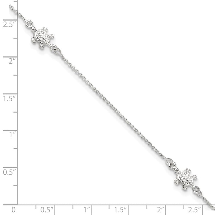 Sterling Silver Turtle 3-Station Anklet