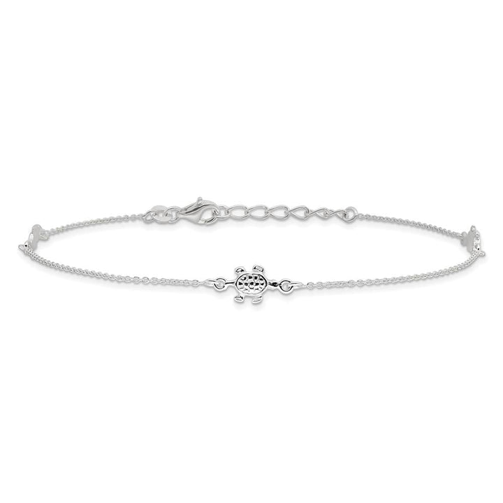 Sterling Silver Turtle 3-Station Anklet