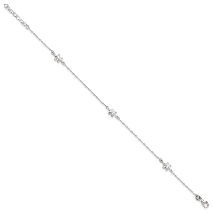 Sterling Silver Turtle 3-Station Anklet