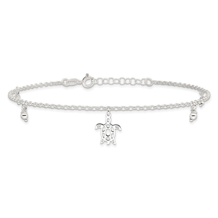 Sterling Silver Turtle and Beads Anklet