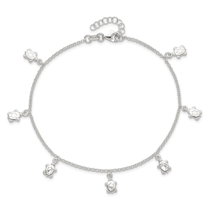Sterling Silver Turtle Charms Anklet