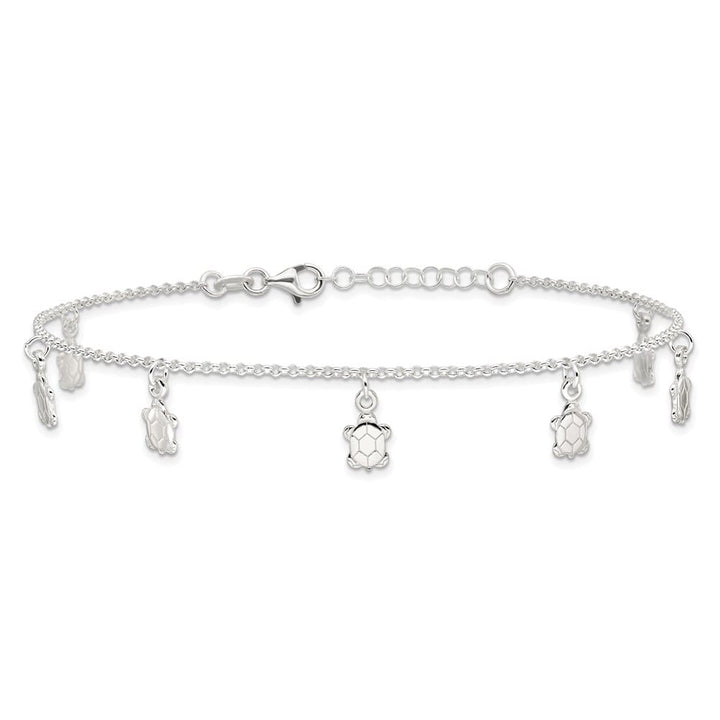 Sterling Silver Turtle Charms Anklet