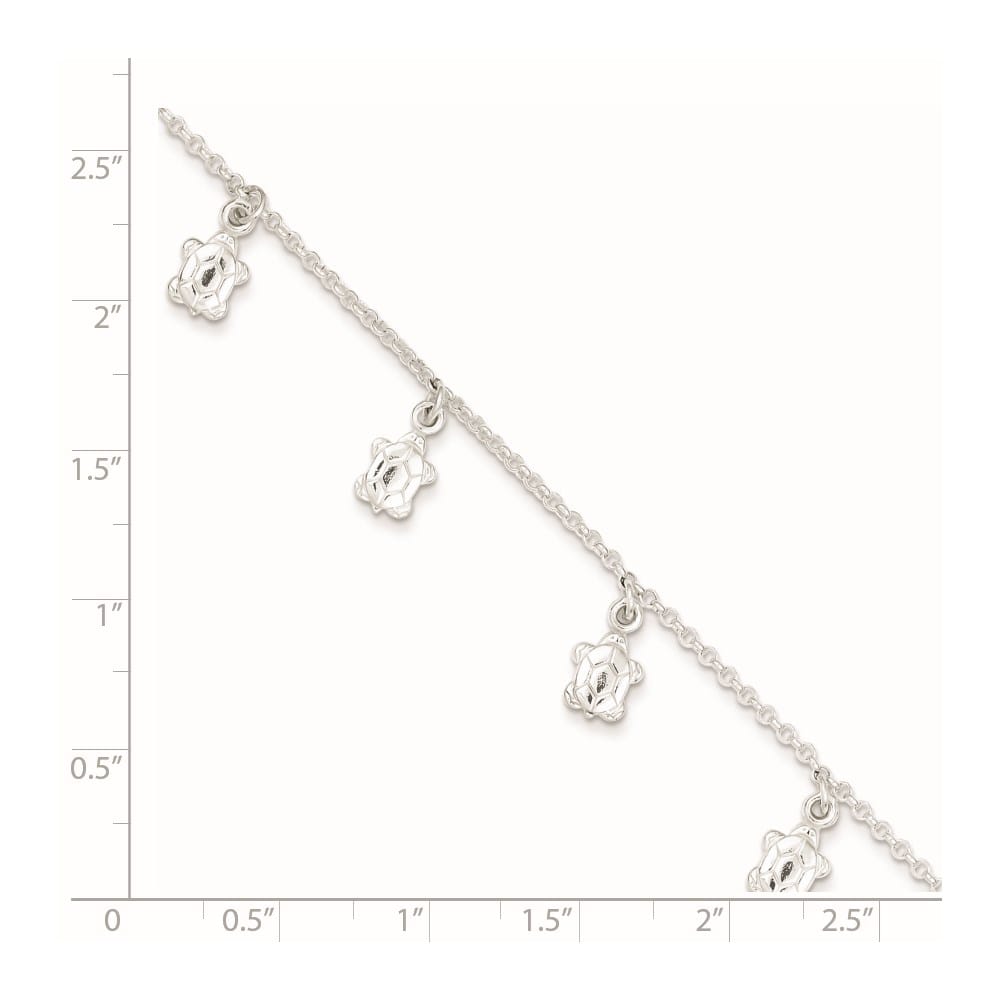 Sterling Silver Turtle Charms Anklet