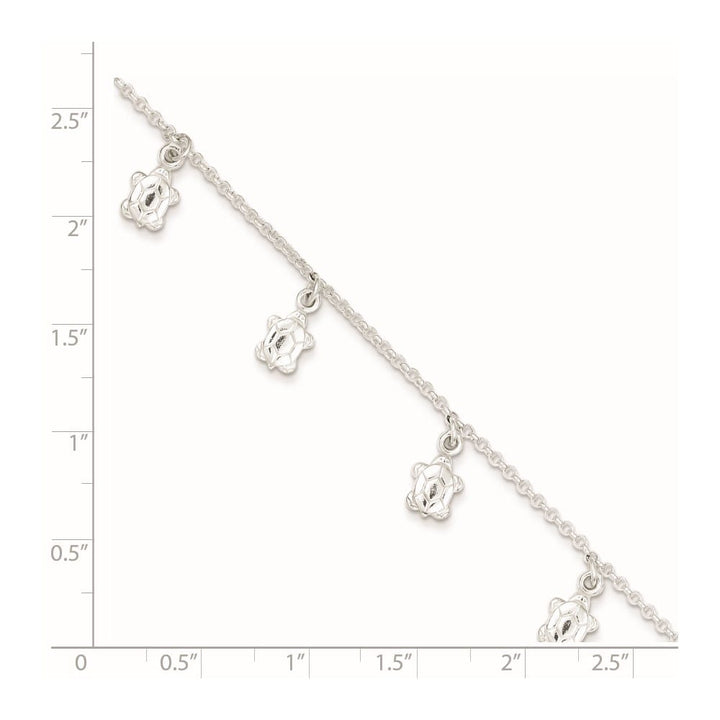Sterling Silver Turtle Charms Anklet