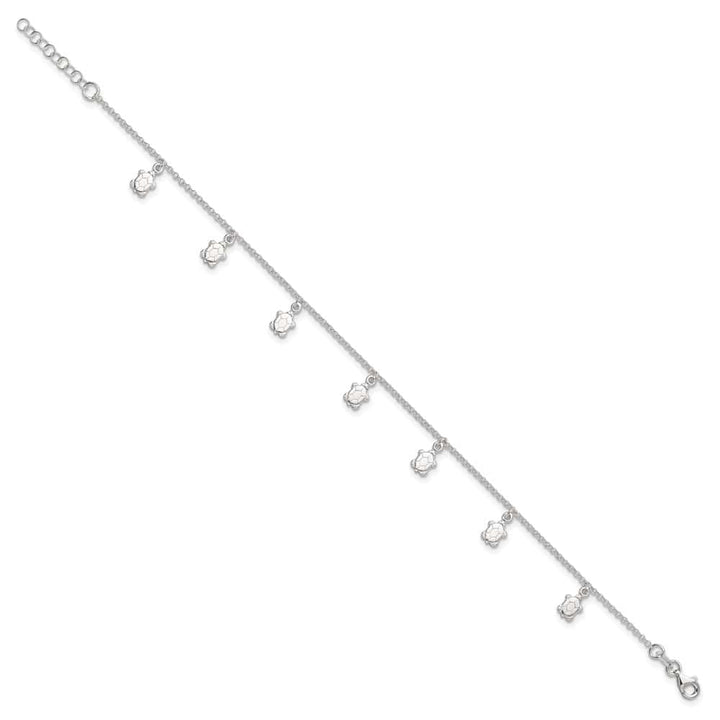 Sterling Silver Turtle Charms Anklet