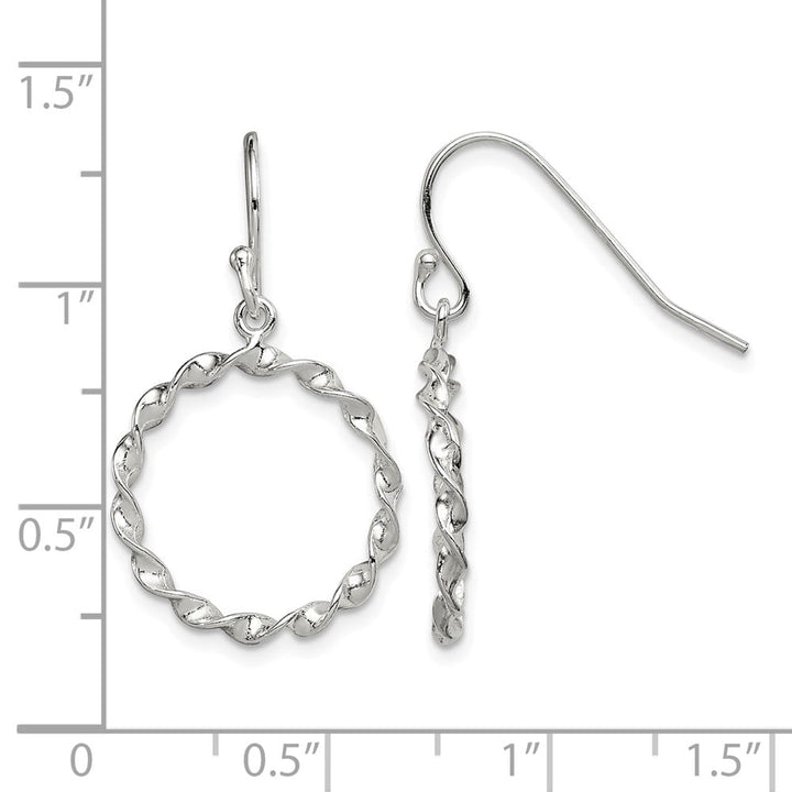 Sterling Silver Twisted Circle Dangle Shepherd Hook Earrings, view 4 of 4