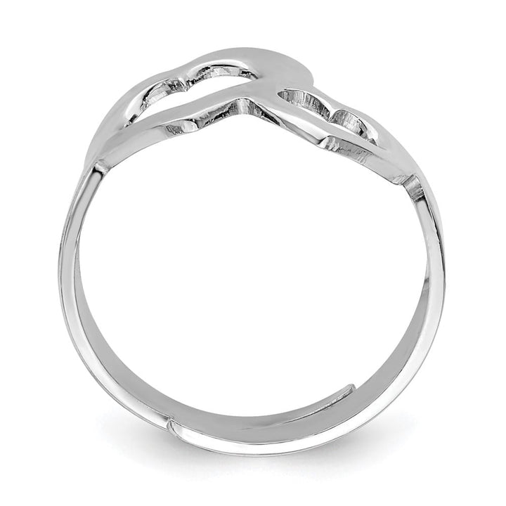 Sterling Silver Two Hearts Adjustable Ring One Size
