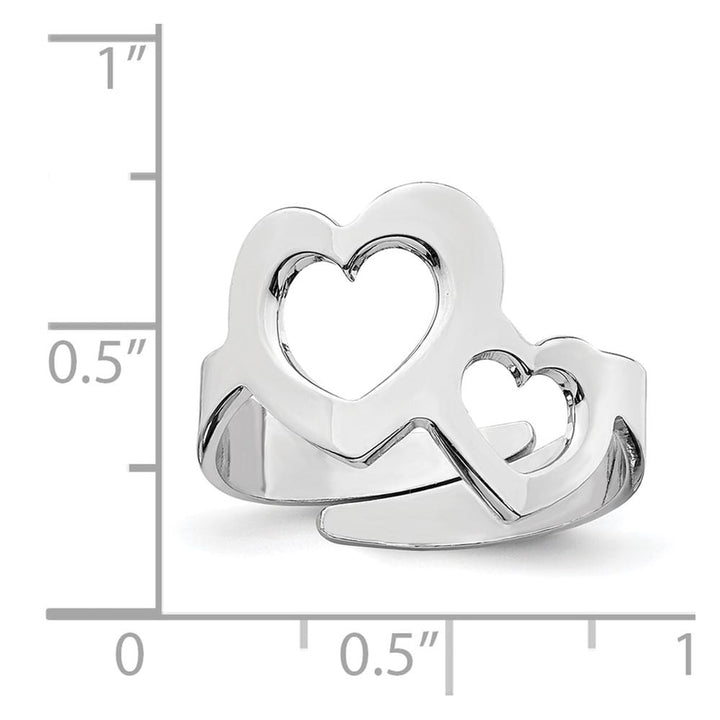 Sterling Silver Two Hearts Adjustable Ring One Size