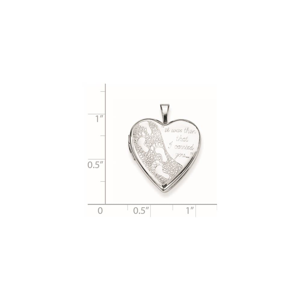Sterling Silver Was Then That I Carried You 20mm Heart Locket Pendant