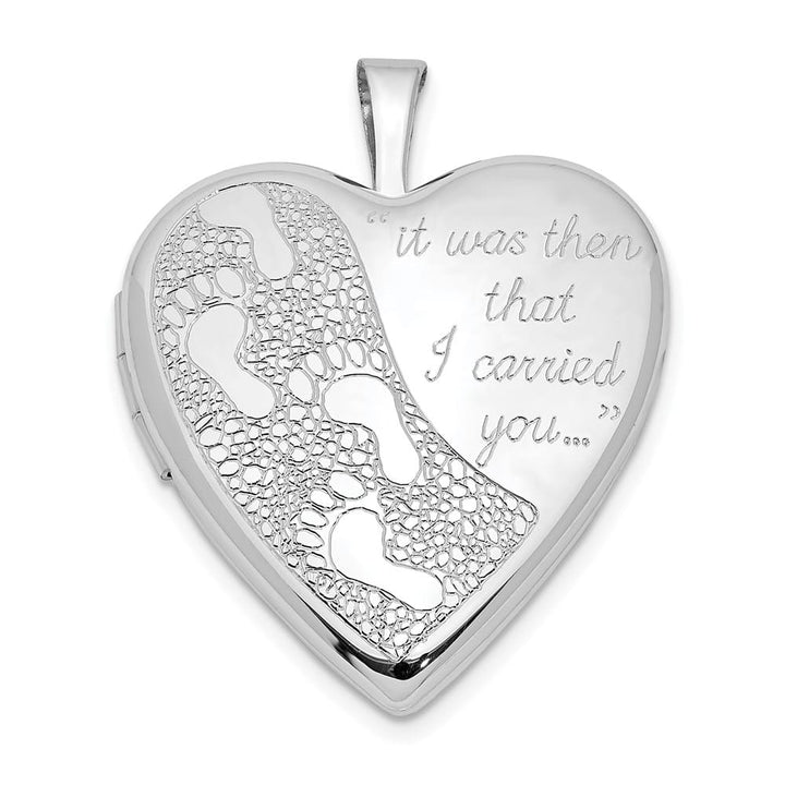 Sterling Silver Was Then That I Carried You 20mm Heart Locket Pendant