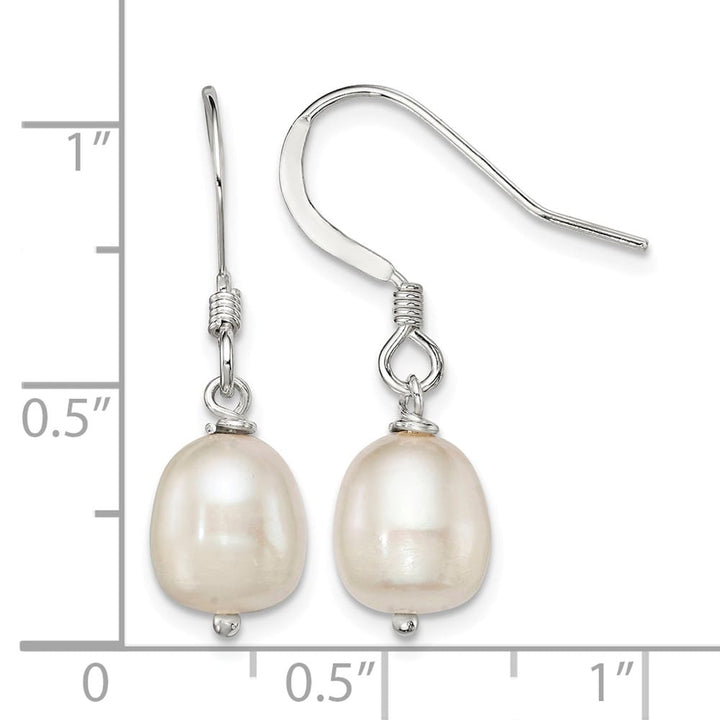Sterling Silver White 7-8mm Freshwater Cultured Pearl Dangle Earrings, view 4 of 4