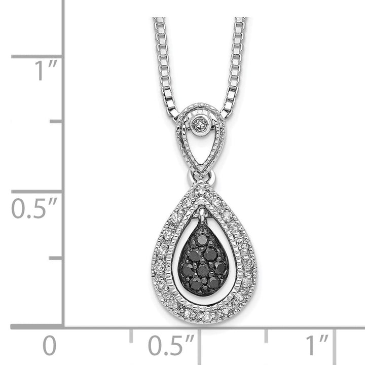 Sterling Silver White Diamond Double Teardrop 18 inch Necklace