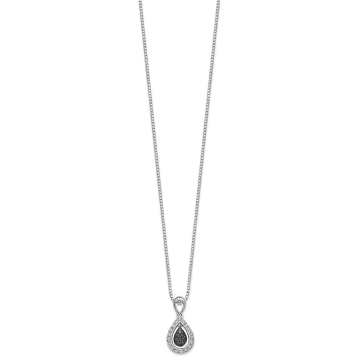 Sterling Silver White Diamond Double Teardrop 18 inch Necklace
