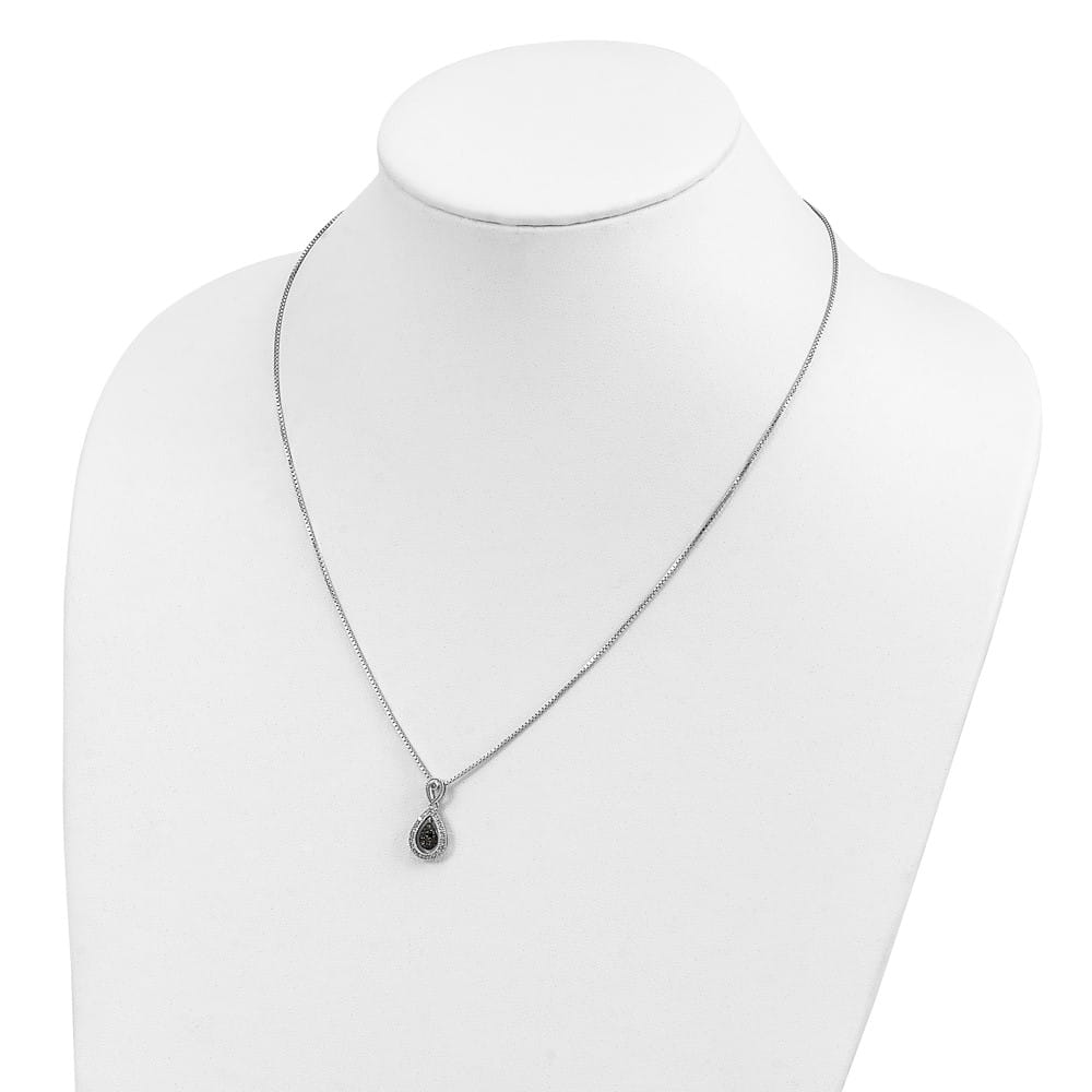 Sterling Silver White Diamond Double Teardrop 18 inch Necklace