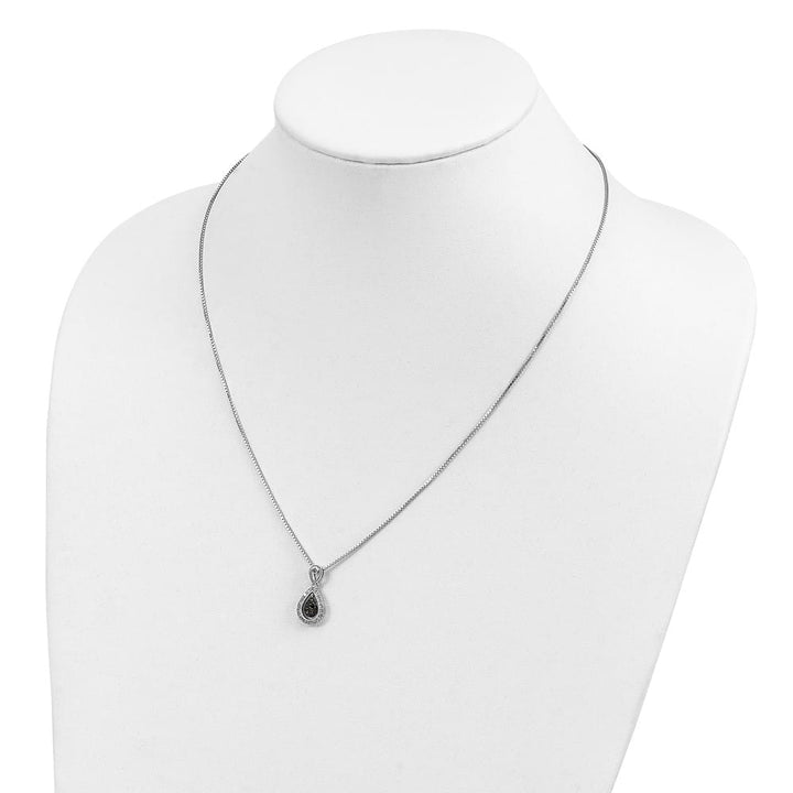 Sterling Silver White Diamond Double Teardrop 18 inch Necklace