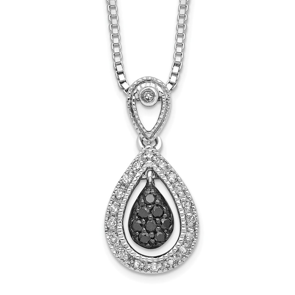 Sterling Silver White Diamond Double Teardrop 18 inch Necklace