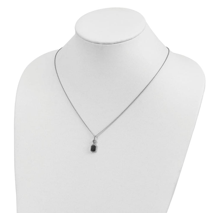 Sterling Silver White Diamond Rectangle 18 inch Necklace
