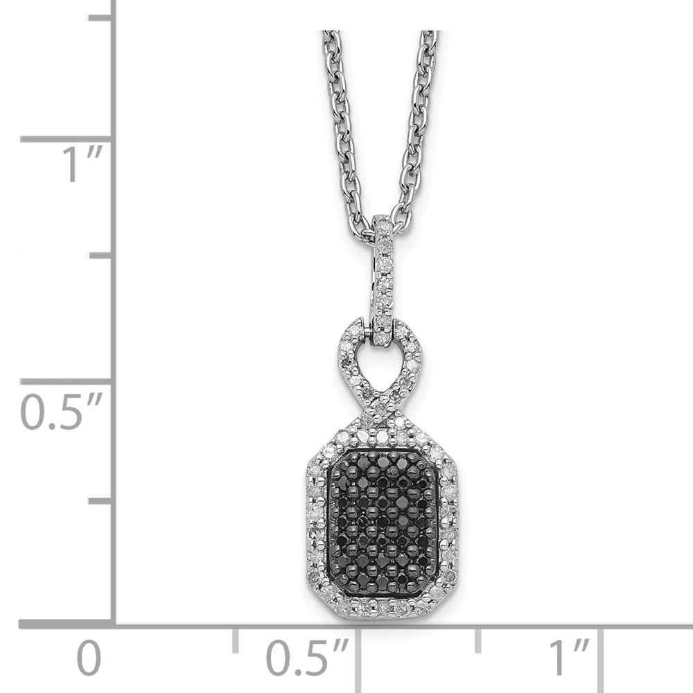 Sterling Silver White Diamond Rectangle 18 inch Necklace