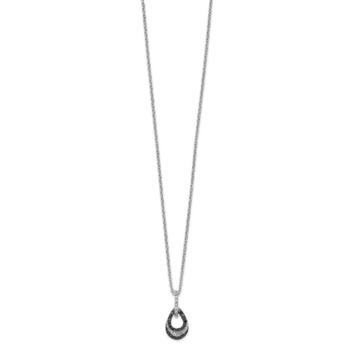 Sterling Silver White Diamond Teardrop Pendant 18 inch Necklace