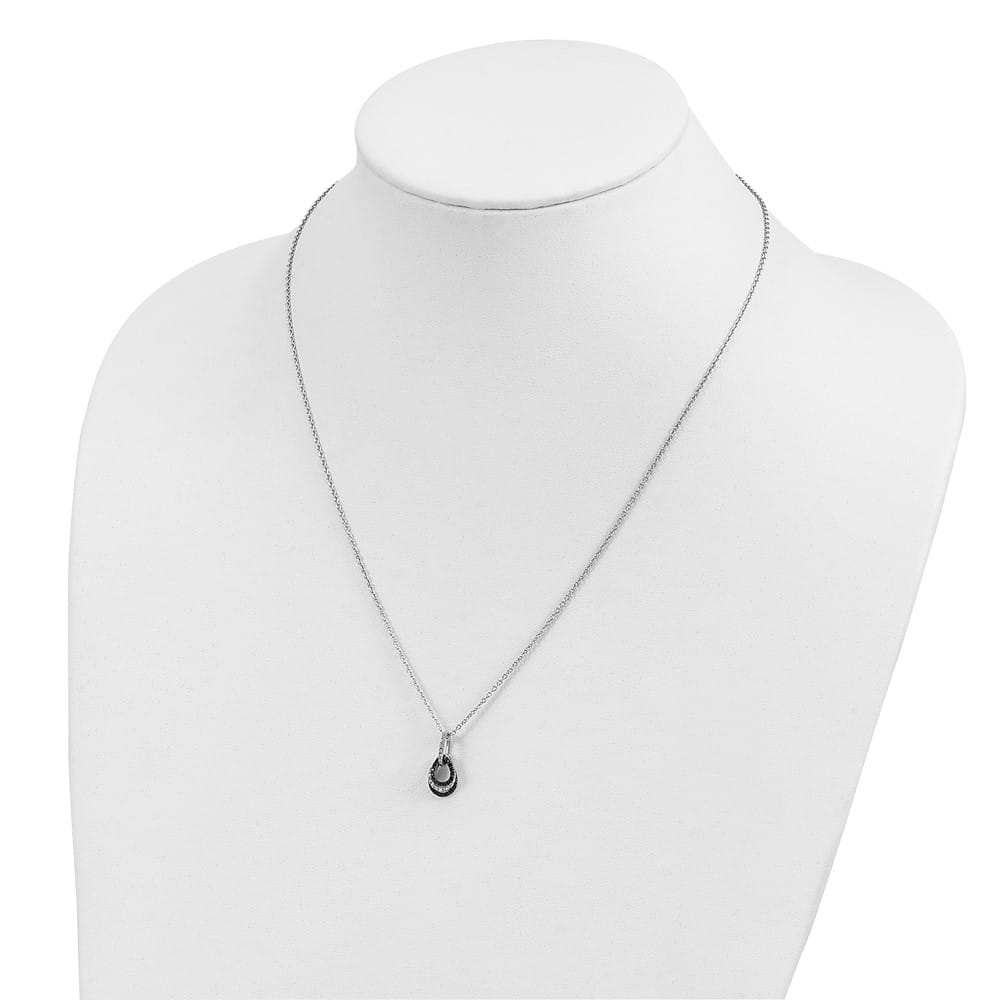 Sterling Silver White Diamond Teardrop Pendant 18 inch Necklace