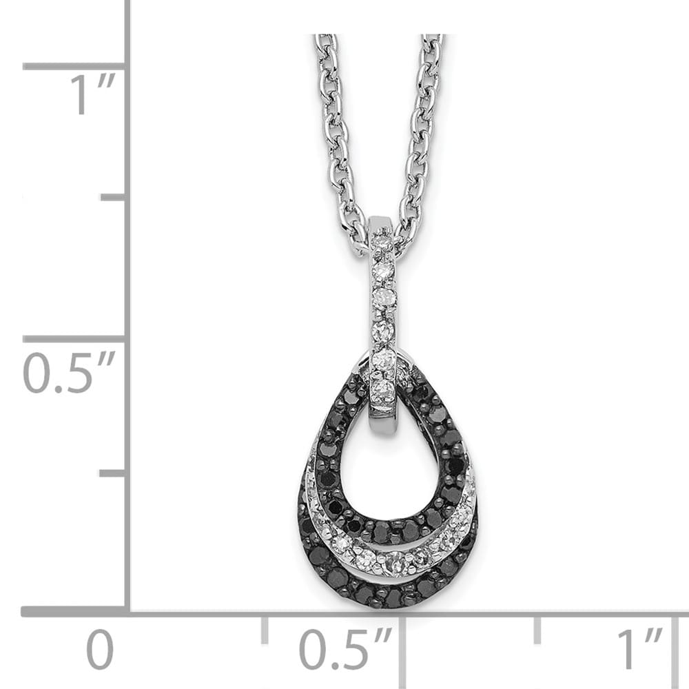 Sterling Silver White Diamond Teardrop Pendant 18 inch Necklace