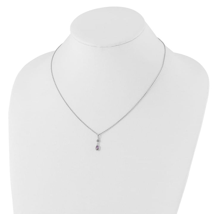 Sterling Silver White Ice Amethyst and Diamond 20 inch Necklace