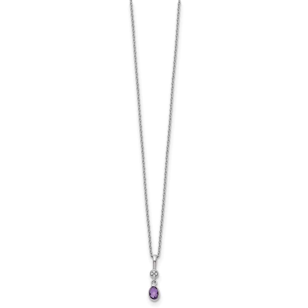 Sterling Silver White Ice Amethyst and Diamond 20 inch Necklace