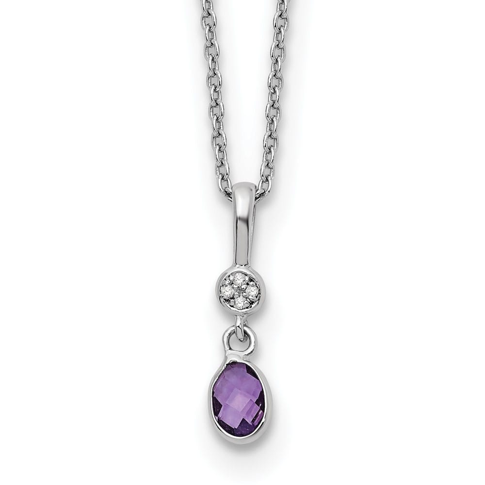 Sterling Silver White Ice Amethyst and Diamond 20 inch Necklace