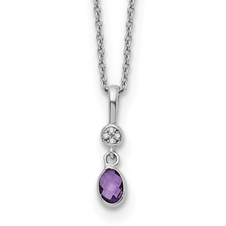 Sterling Silver White Ice Amethyst and Diamond 20 inch Necklace