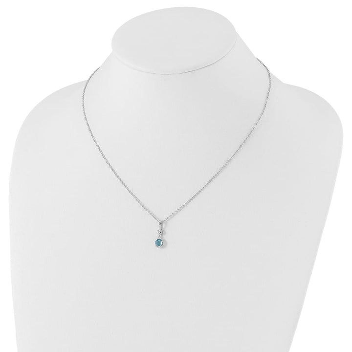 Sterling Silver White Ice Blue Topaz and Diamond 18 inch Necklace