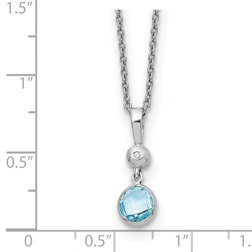 Sterling Silver White Ice Blue Topaz and Diamond 18 inch Necklace