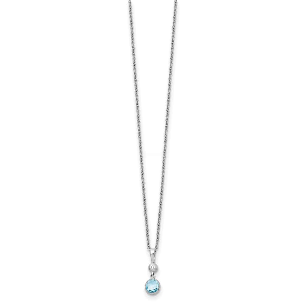 Sterling Silver White Ice Blue Topaz and Diamond 18 inch Necklace