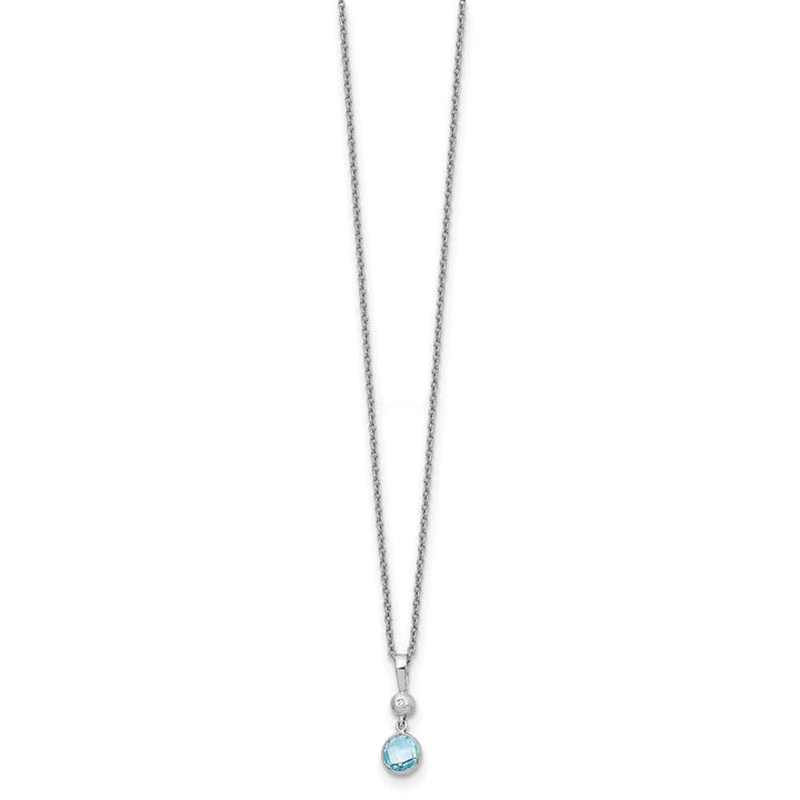 Sterling Silver White Ice Blue Topaz and Diamond 18 inch Necklace