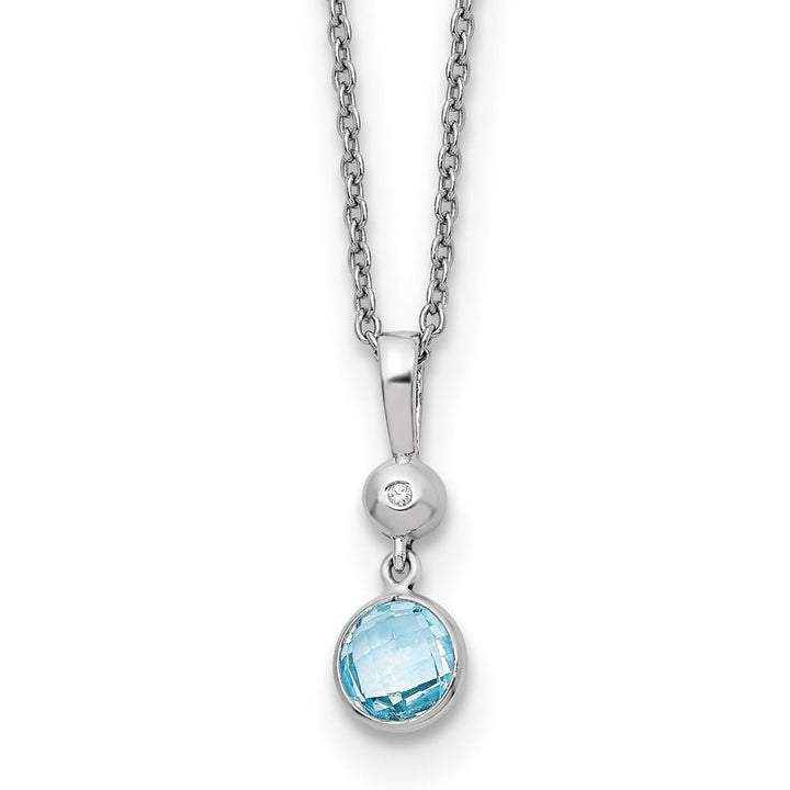 Sterling Silver White Ice Blue Topaz and Diamond 18 inch Necklace
