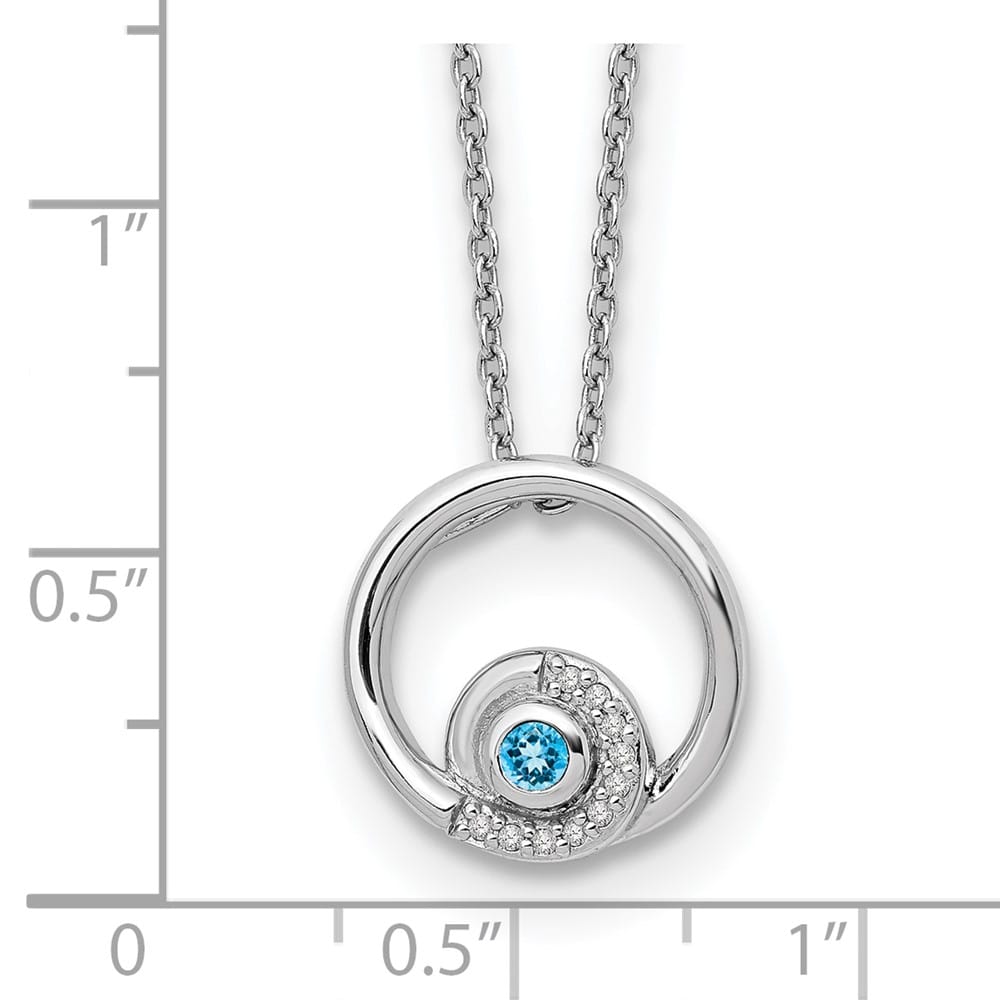 Sterling Silver White Ice Blue Topaz and Diamond 20 inch Necklace
