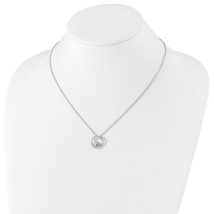 Sterling Silver White Ice Blue Topaz and Diamond 20 inch Necklace