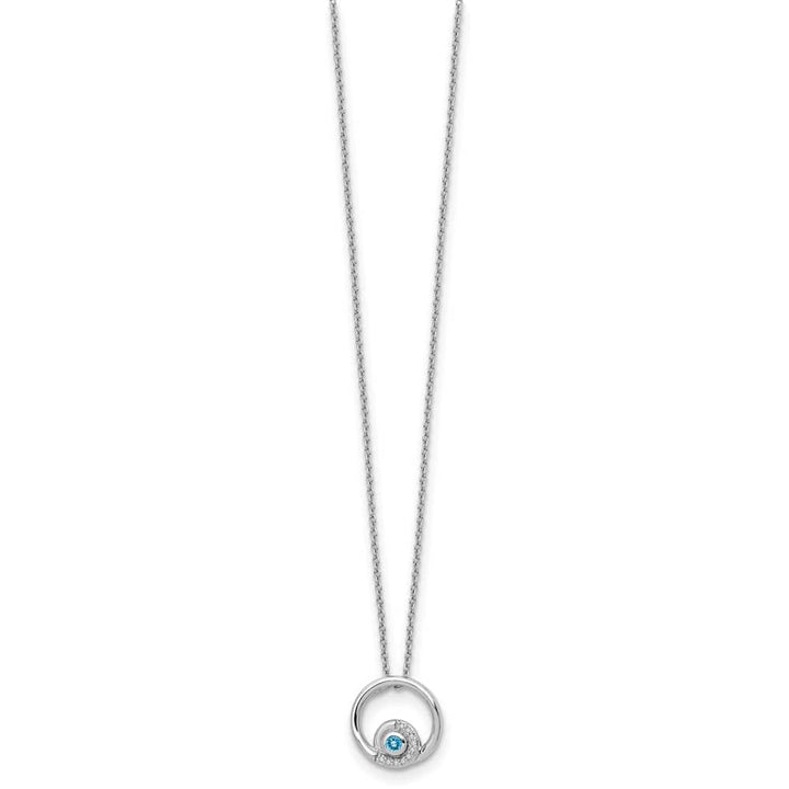 Sterling Silver White Ice Blue Topaz and Diamond 20 inch Necklace