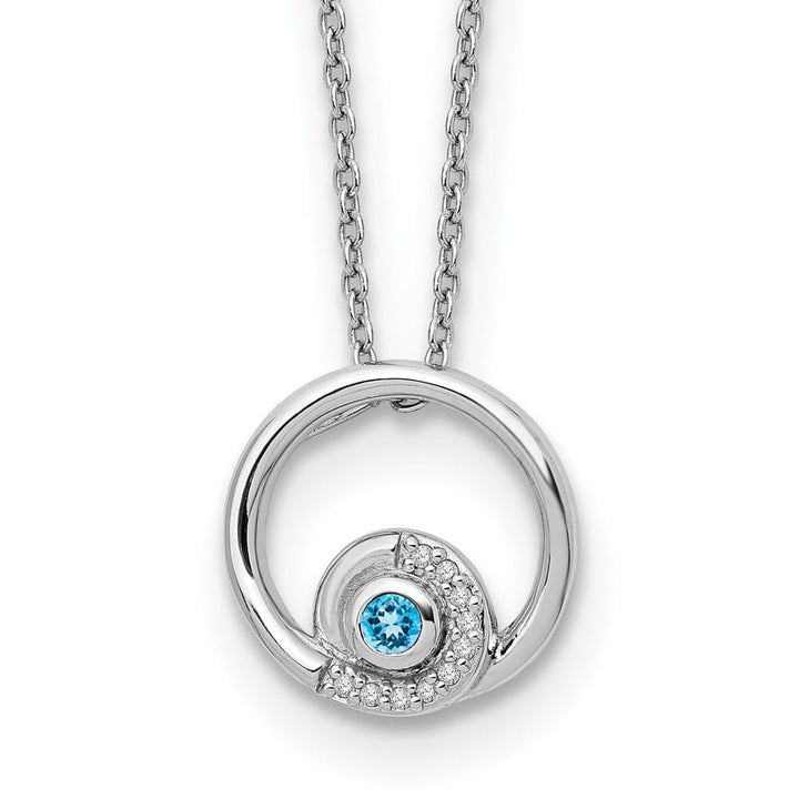 Sterling Silver White Ice Blue Topaz and Diamond 20 inch Necklace