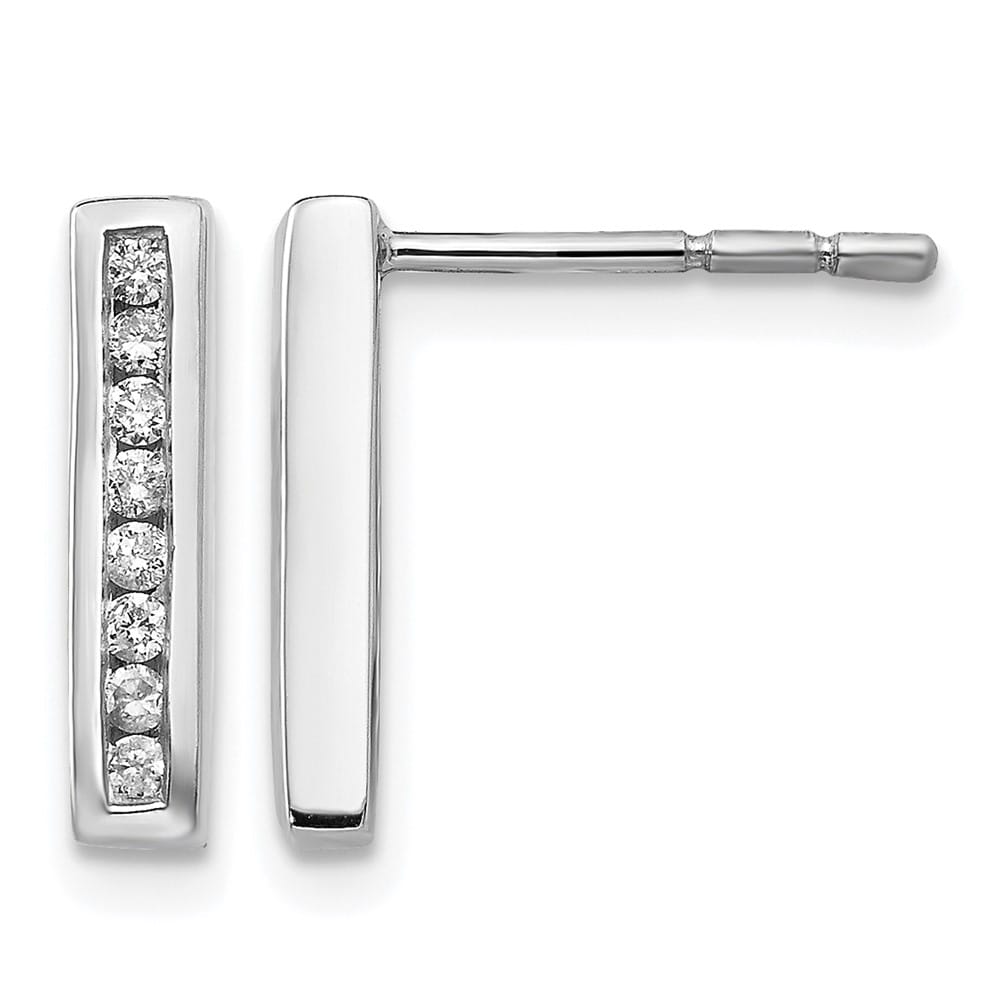 Sterling Silver White Ice Chanel-set Diamond Post Drop Earrings, view 1 of 7