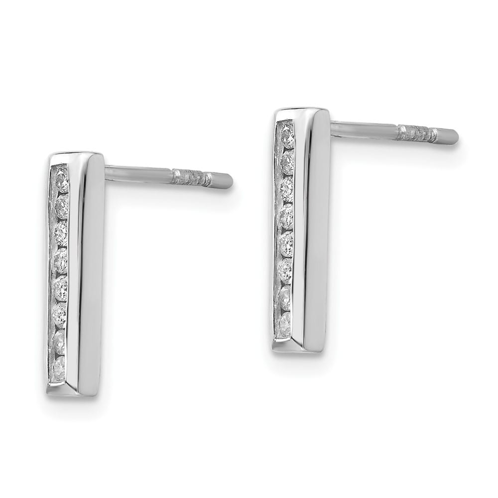Sterling Silver White Ice Chanel-set Diamond Post Drop Earrings, view 2 of 7