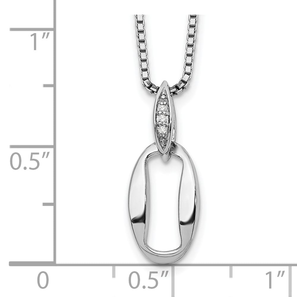Sterling Silver White Ice Diamond 20x7 mm 20 inch Necklace