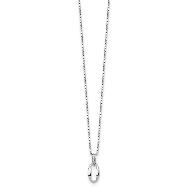 Sterling Silver White Ice Diamond 20x7 mm 20 inch Necklace