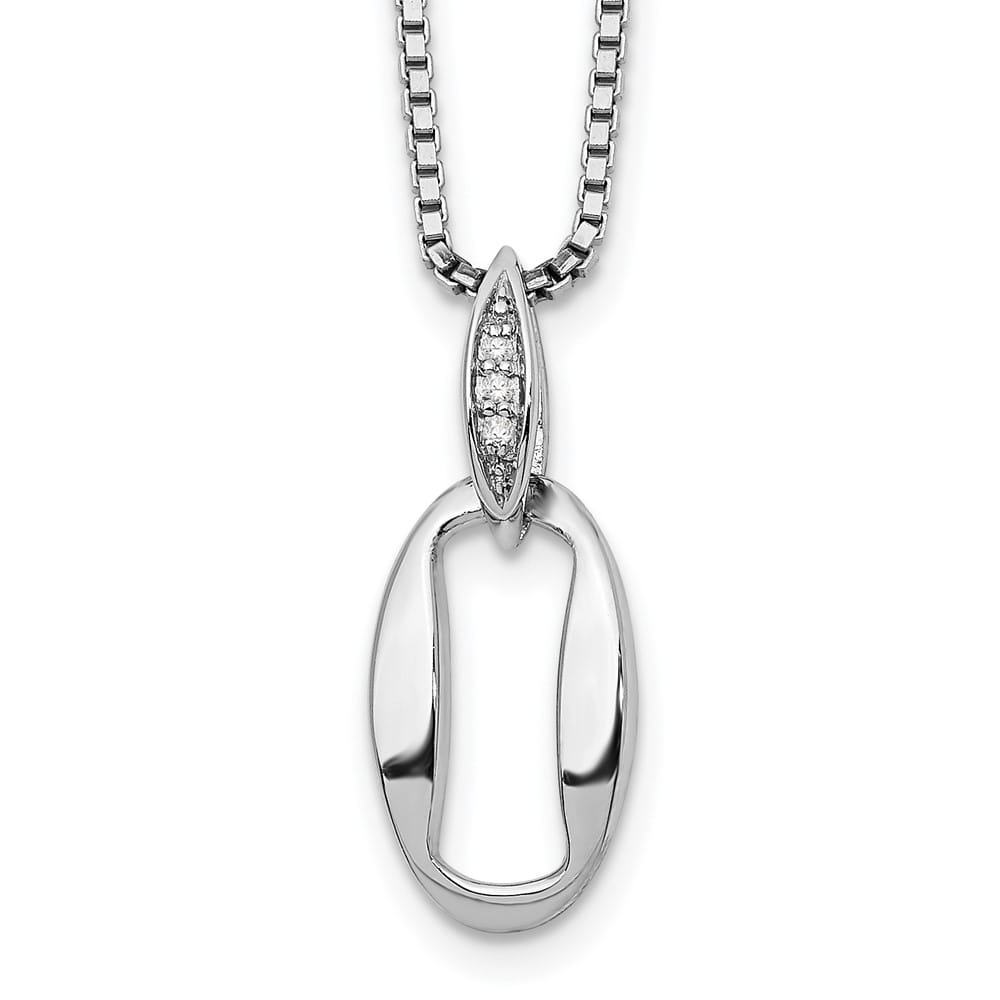 Sterling Silver White Ice Diamond 20x7 mm 20 inch Necklace