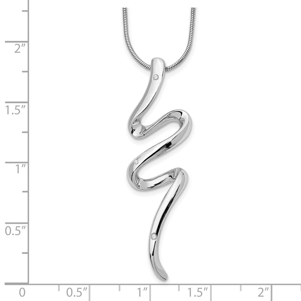 Sterling Silver White Ice Diamond 3 Stone Snake Chain 20 inch Necklace