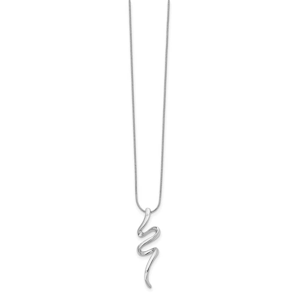 Sterling Silver White Ice Diamond 3 Stone Snake Chain 20 inch Necklace