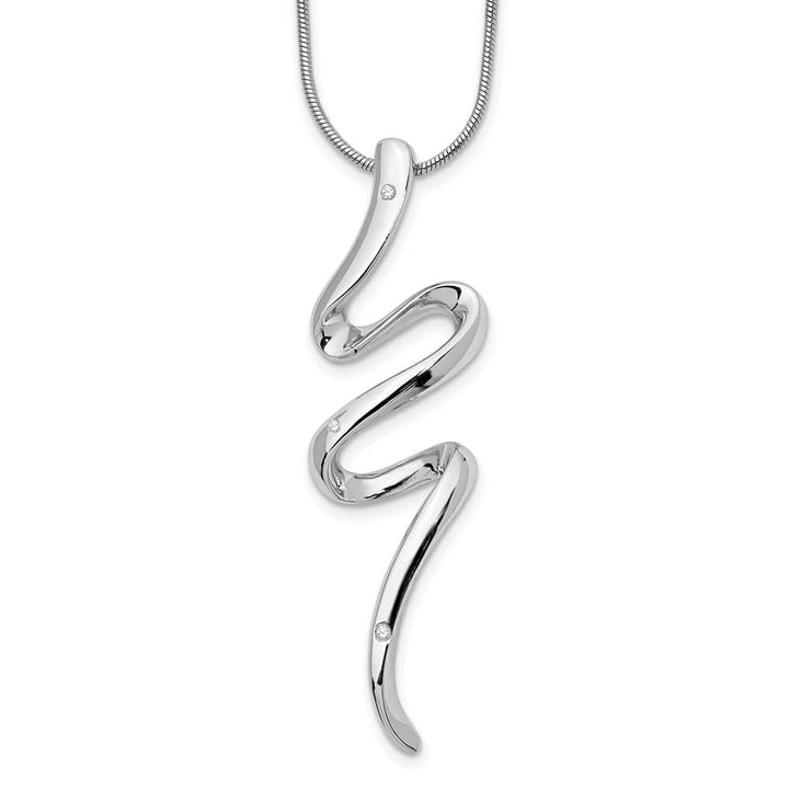 Sterling Silver White Ice Diamond 3 Stone Snake Chain 20 inch Necklace