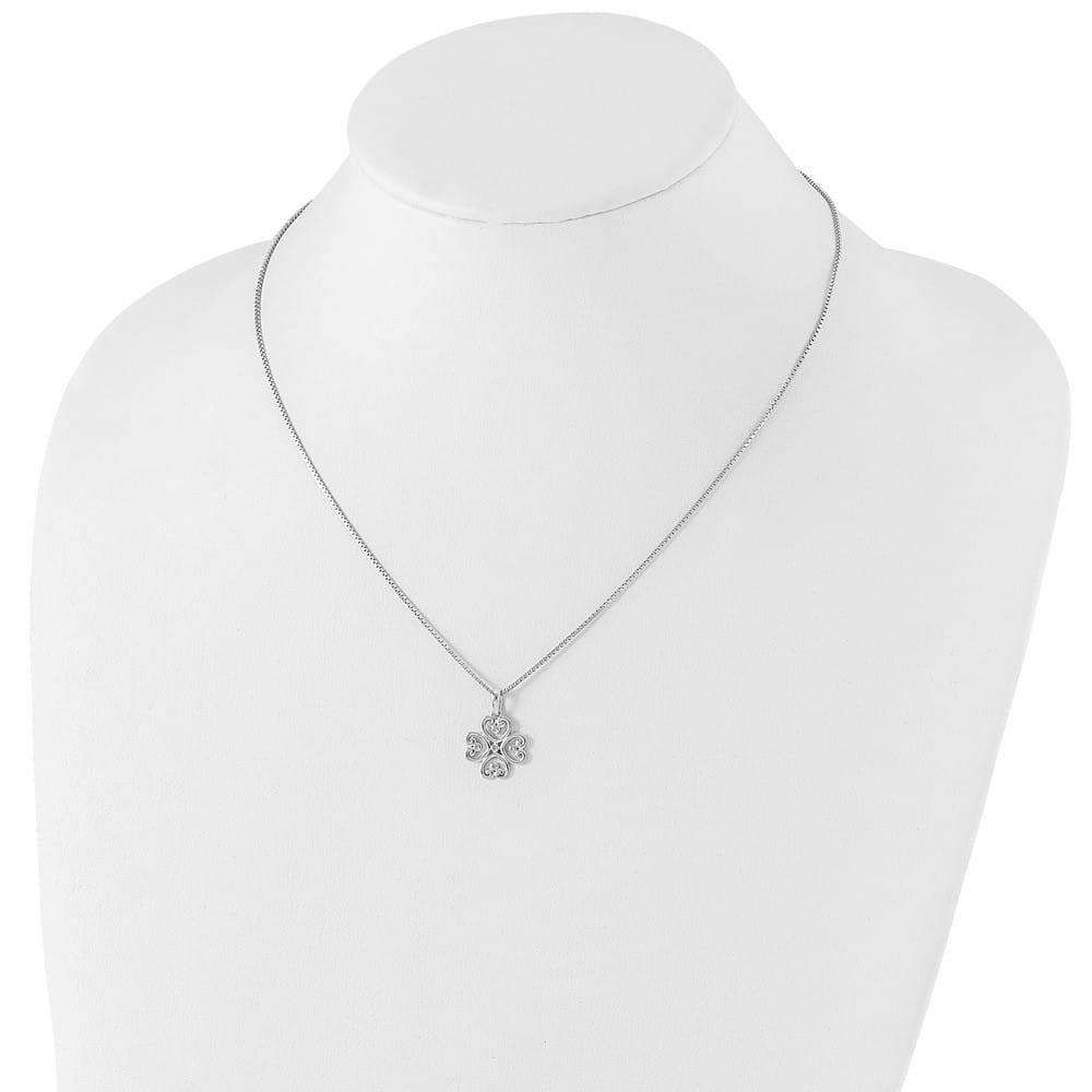 Sterling Silver White Ice Diamond 4 Heart 20 inch Necklace