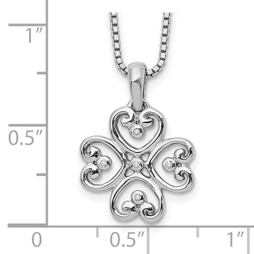 Sterling Silver White Ice Diamond 4 Heart 20 inch Necklace