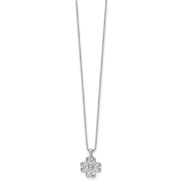 Sterling Silver White Ice Diamond 4 Heart 20 inch Necklace
