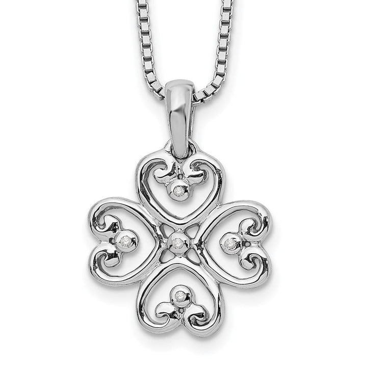 Sterling Silver White Ice Diamond 4 Heart 20 inch Necklace